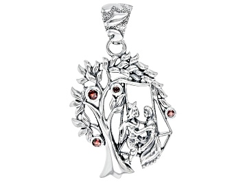 Picture of Red Garnet "Tree Of Life" Sterling Silver Pendant 0.30ctw
