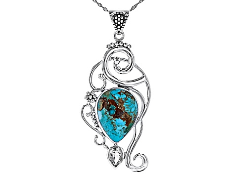 Blue Turquoise And Prasiolite Sterling Silver Pendant