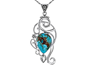 Blue Turquoise And Prasiolite Sterling Silver Pendant