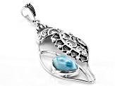 Blue Larimar Sterling Silver Seashell Pendant