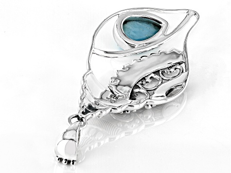 Blue Larimar Sterling Silver Seashell Pendant