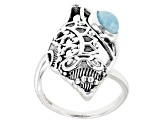 Larimar Sterling Silver Seashell Ring