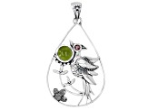 Pink Tourmaline and Green Idocrase Sterling Silver Pendant