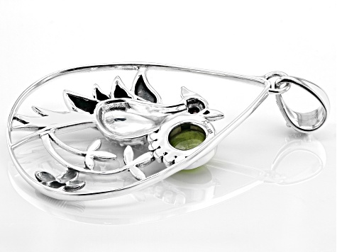 Pink Tourmaline and Green Idocrase Sterling Silver Pendant