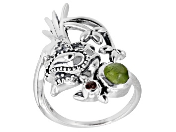 Picture of Pink Tourmaline and Green Idocrase Sterling Silver Ring