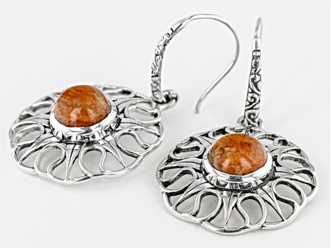 Sponge Coral Sterling Silver Sun Earrings