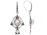 Rose Quartz and Red Garnet Sterling Silver Earrings 0.17ctw