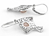 Rose Quartz and Red Garnet Sterling Silver Earrings 0.17ctw