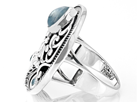 Aquamarine and Blue Topaz Sterling Silver Ring 0.32ctw