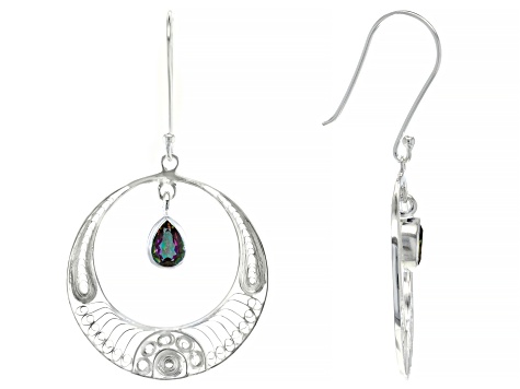 Mystic Quartz Sterling Silver Dangle Earrings 1.66ctw