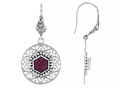 Rough Ruby Sterling Silver Earrings