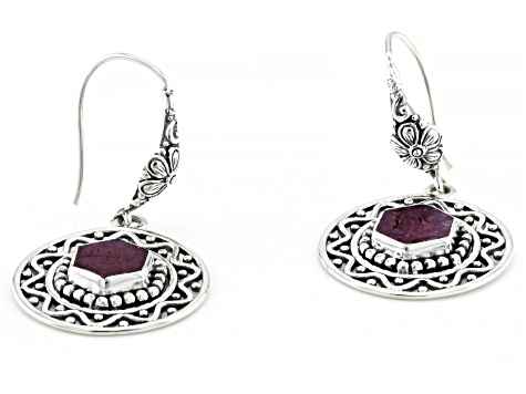 Rough Ruby Sterling Silver Earrings
