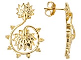 18K Yellow Gold Over Sterling Silver Floral Earrings