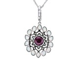 Indian Ruby With Lab Created Opal Rhodium Over Sterling Silver Pendant With Chain 1.45ct