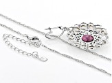 Indian Ruby With Lab Created Opal Rhodium Over Sterling Silver Pendant With Chain 1.45ct