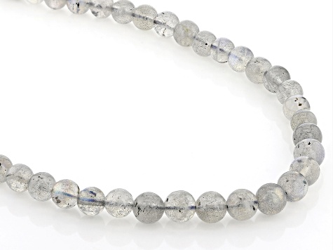 Labradorite Rhodium Over Sterling Silver Beaded Strand Necklace