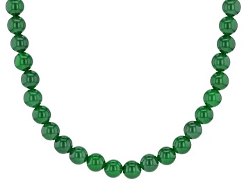 Picture of Green Onyx Rhodium Over Sterling Silver Beaded Strand Necklace