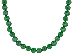 Green Onyx Rhodium Over Sterling Silver Beaded Strand Necklace
