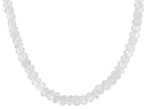Rainbow Moonstone Rhodium Over Sterling Silver  Beaded Strand Necklace