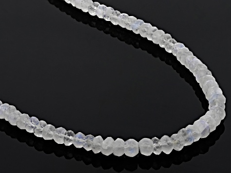 Rainbow Moonstone Rhodium Over Sterling Silver  Beaded Strand Necklace