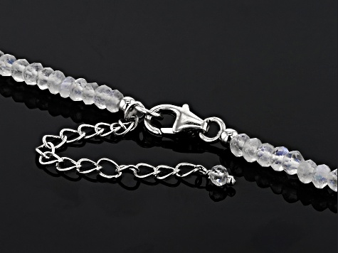 Rainbow Moonstone Rhodium Over Sterling Silver  Beaded Strand Necklace