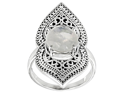 Rainbow Moonstone Sterling Silver Ring 2.04ct