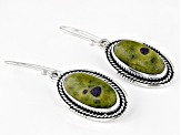 20x10mm Stichtite in Serpentine Sterling Silver Earrings