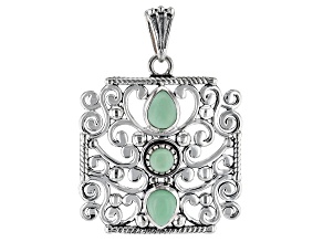 Green Opal Sterling Silver Filigree Pendant