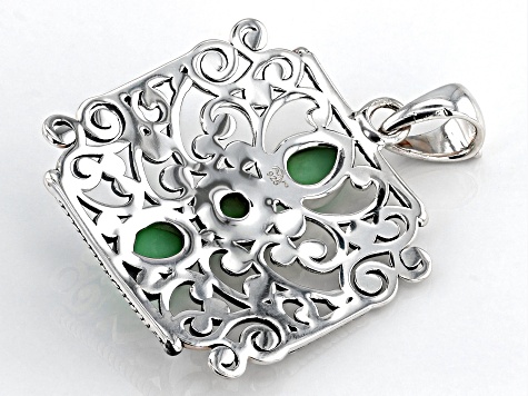 Green Opal Sterling Silver Filigree Pendant