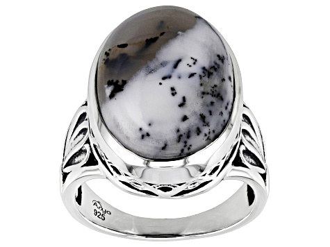 13x18mm Dendritic Opal Sterling Silver Ring