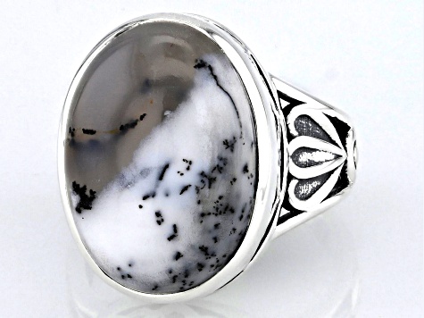 13x18mm Dendritic Opal Sterling Silver Ring