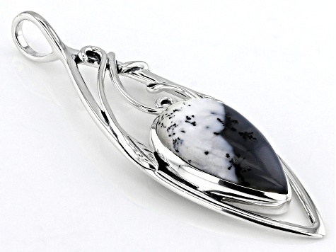 23x13mm Dendritic Opal Sterling Silver Pendant