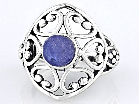 7mm Rough Tanzanite Sterling Silver Ring