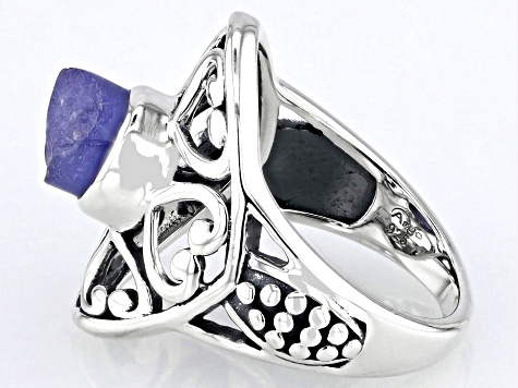 7mm Rough Tanzanite Sterling Silver Ring