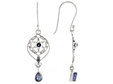 7x5mm Rough Tanzanite & Iolite Sterling Silver Earrings 0.28ctw