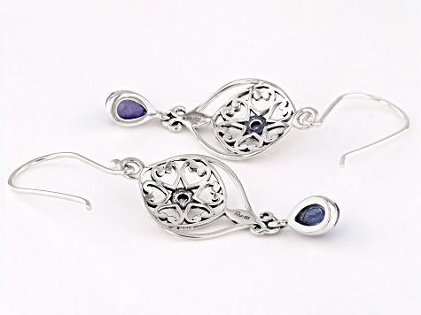 7x5mm Rough Tanzanite & Iolite Sterling Silver Earrings 0.28ctw