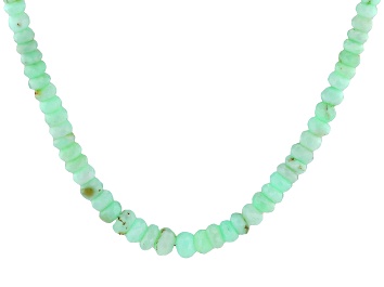 Picture of 4-6mm Rondelle Green Opal Sterling Silver Bead Necklace