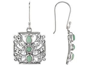 Green Opal Sterling Silver Filigree Earrings