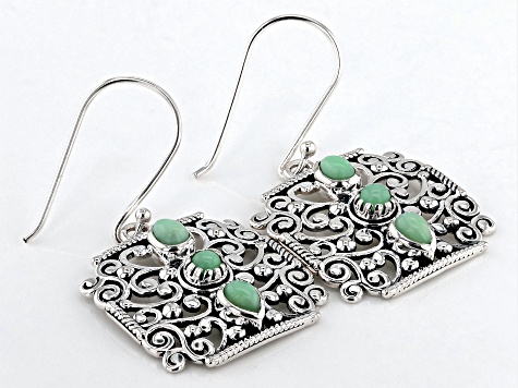 Green Opal Sterling Silver Filigree Earrings