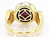 Indian Ruby & Enamel 18K Yellow Gold Over Sterling Silver Ring 2.70ct