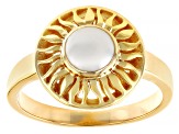 6mm Cultured Freshwater Pearl 18K Yellow Gold Over Sterling Silver Ring