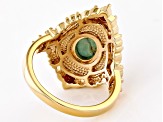 LaBonita Turquoise & Indian Ruby 18K Yellow Gold Over Sterling Silver Ring 0.16ctw