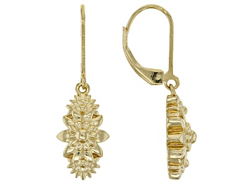 Picture of 18K Yellow Gold Over Sterling Silver Floral Earring
