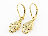 18K Yellow Gold Over Sterling Silver Floral Earring