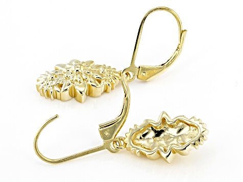 18K Yellow Gold Over Sterling Silver Floral Earring