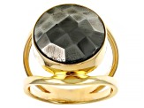 14mm Pyrite 18K Gold Over Sterling Silver Solitaire Ring