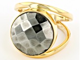 14mm Pyrite 18K Gold Over Sterling Silver Solitaire Ring