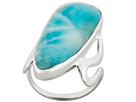 Larimar and buy Moonstone Ring, Size 7 1/2