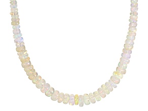 Ethiopian Opal Strand Sterling Silver Necklace 30.60ctw