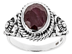 Red indian Ruby Silver Ring 3.60ctw